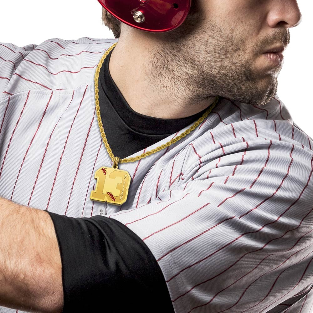 Personalized Baseball & Softball Sports Number Stainless Steel Necklace with Name, Gifts for Sports Lovers