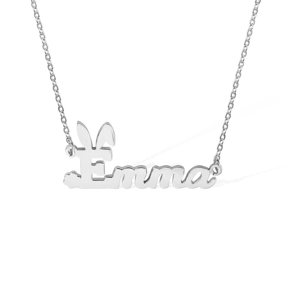 Easter Gift, Personalized Name Easter Bunny Necklace, Gift for Kid