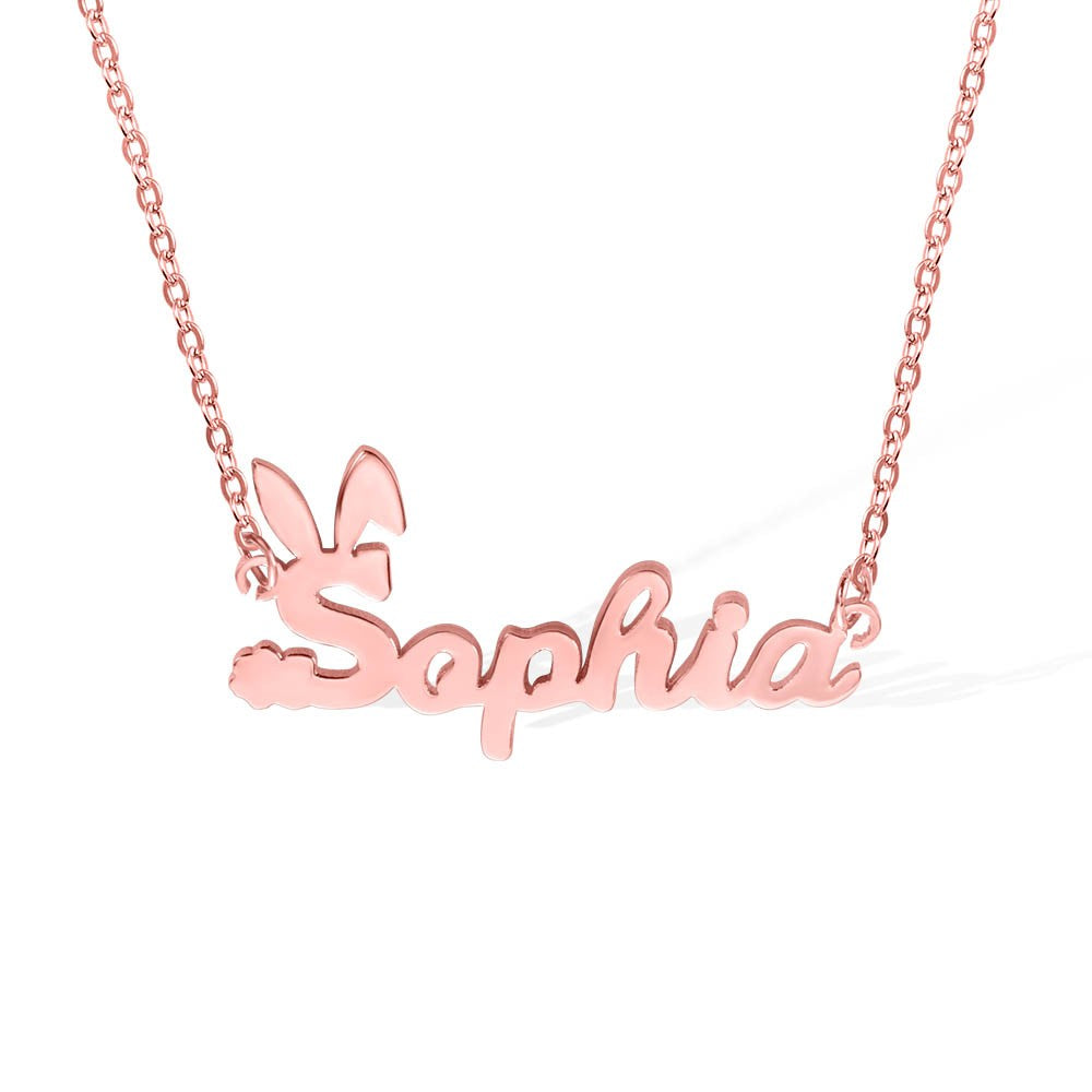 Easter Gift, Personalized Name Easter Bunny Necklace, Gift for Kid