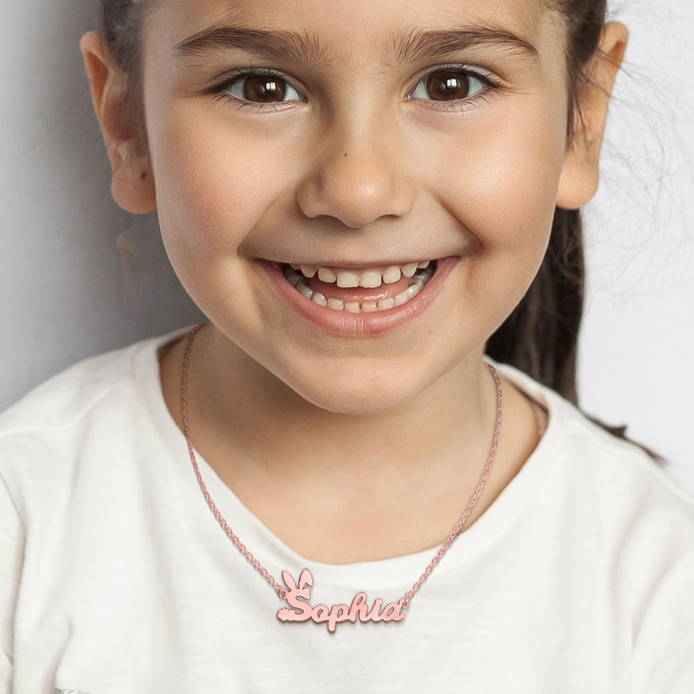 Easter Gift, Personalized Name Easter Bunny Necklace, Gift for Kid