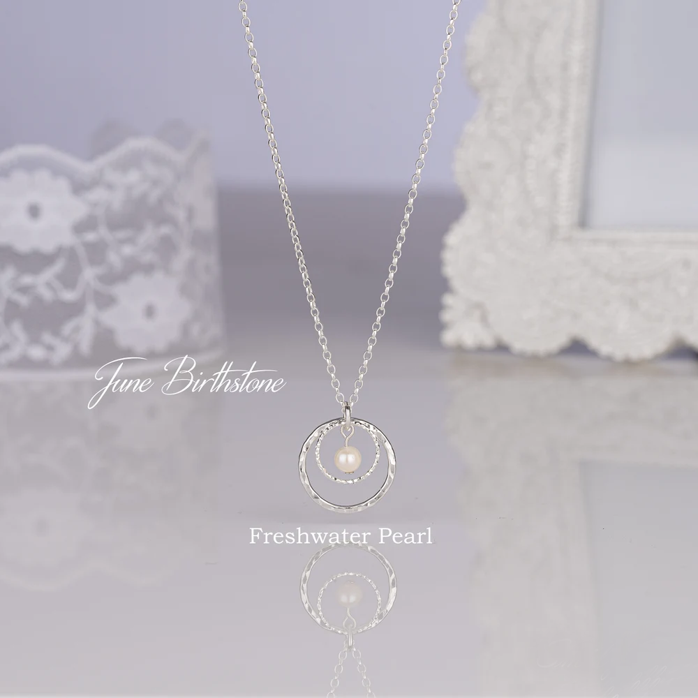 Sterling Silver Circle of Life Necklace, Birthstone Jewellery, Birthday Gift for Women