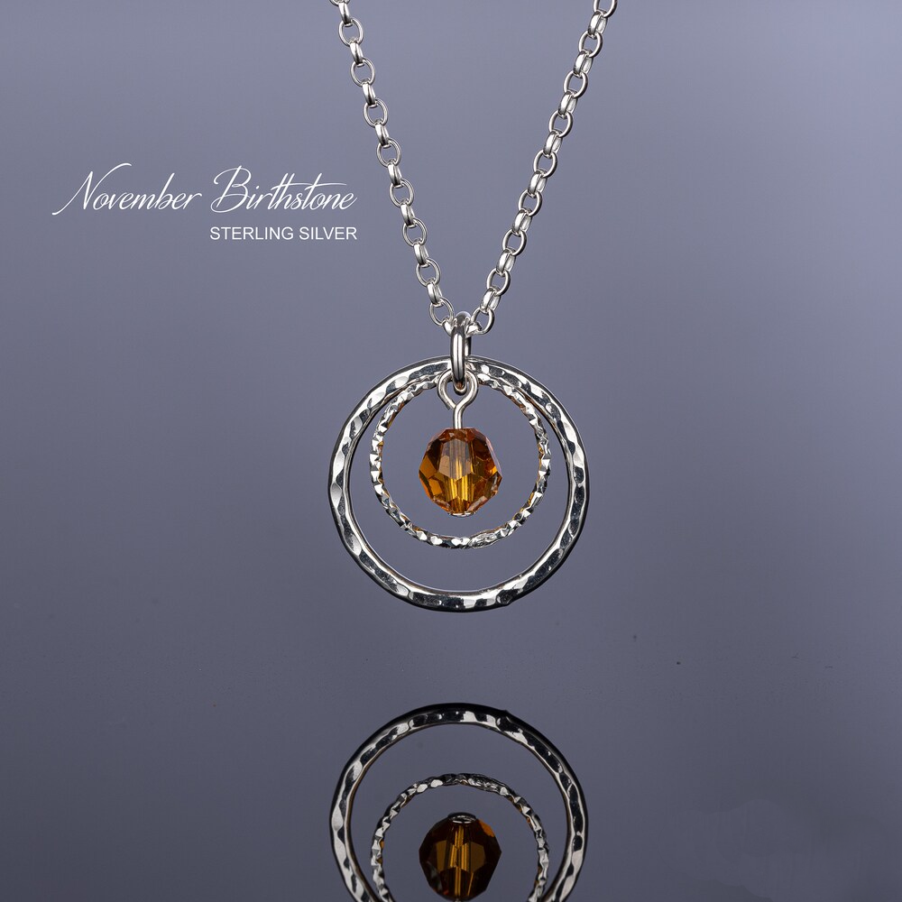 Sterling Silver Circle of Life Necklace, Birthstone Jewellery, Birthday Gift for Women