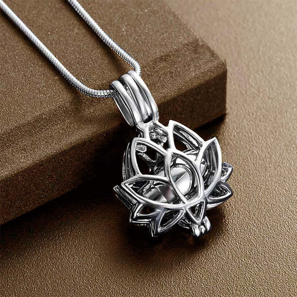Personalized Lotus Flower Ashes Pendant Necklace with Mini Keepsake Urn, Memorial Cremation Jewelry, Memory Gift for Beloved/Pet Loss