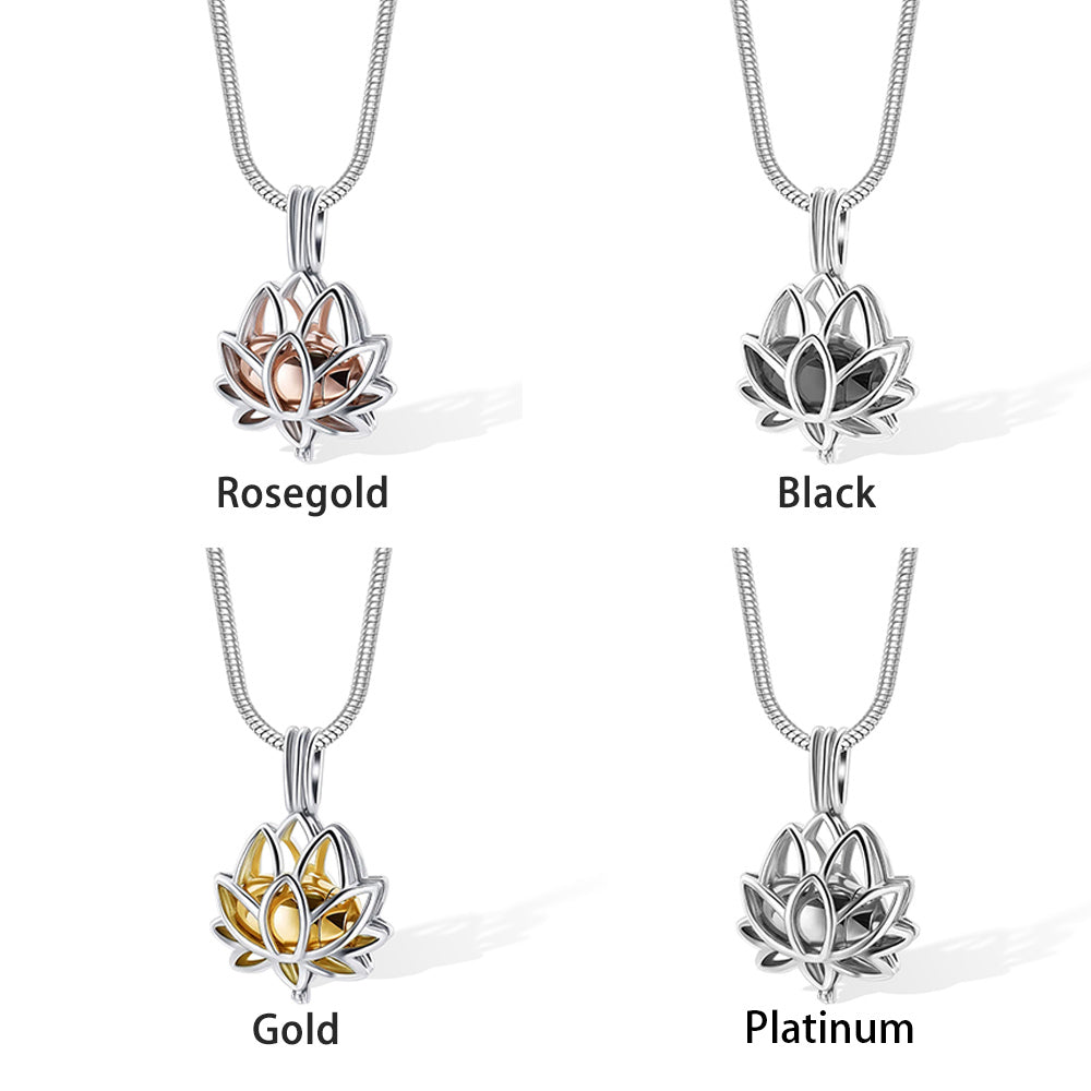 Personalized Lotus Flower Ashes Pendant Necklace with Mini Keepsake Urn, Memorial Cremation Jewelry, Memory Gift for Beloved/Pet Loss