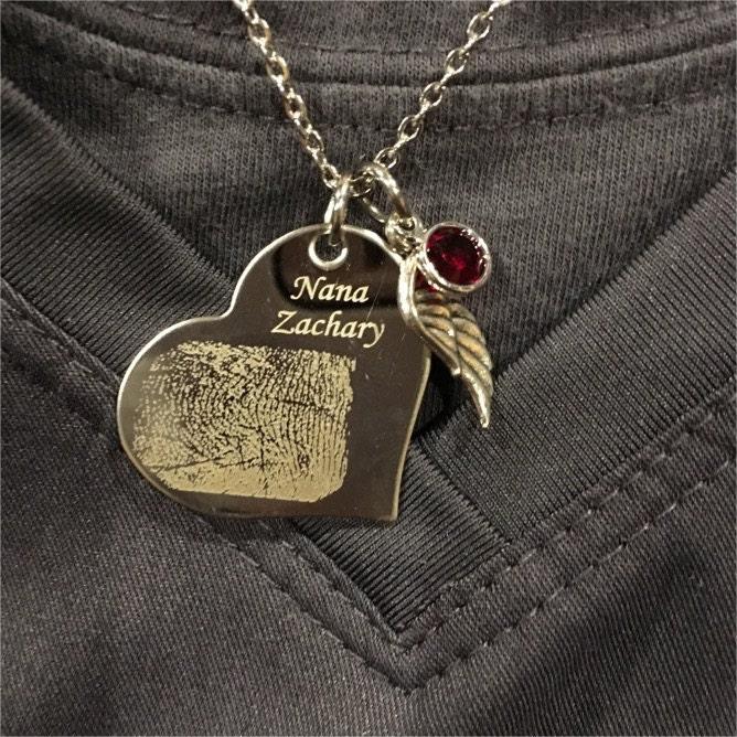 Custom Actual Fingerprint/Footprint Charm Necklace, Delicate Personalized Fingerprint/Pet Footprint Necklace, Women/Infant Loss/Pet Memorial Gift