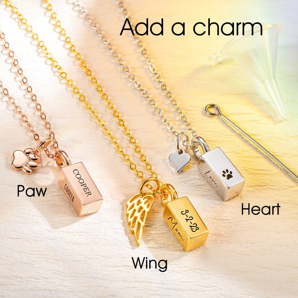 Personalized Tiny Urn Necklace, Cremation Jewelry, Ashes Keepsake, Custom Engraved Urn Necklace