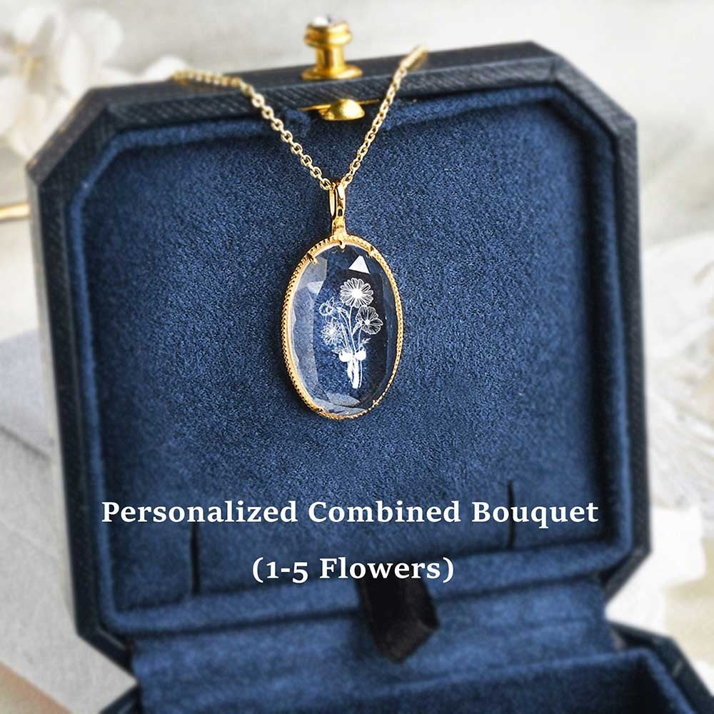 Personalized Birth Flower Ring/Necklace, 12 Birth Month Flower Jewelry, Family Birth Flower Signet Ring/Necklace, Floral Jewelry, Mother Ring/Necklace, Gift for Mom