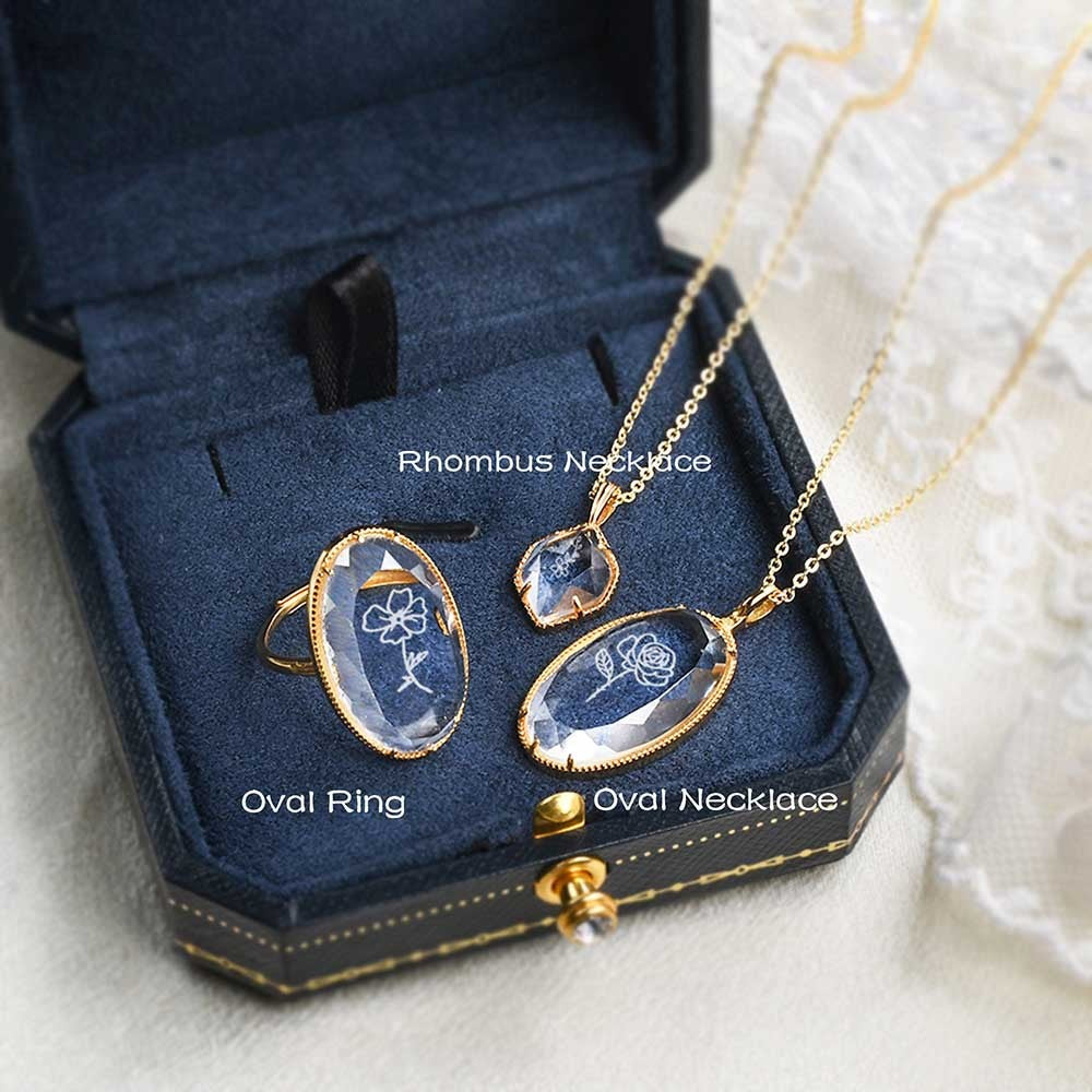 Personalized Birth Flower Ring/Necklace, 12 Birth Month Flower Jewelry, Family Birth Flower Signet Ring/Necklace, Floral Jewelry, Mother Ring/Necklace, Gift for Mom