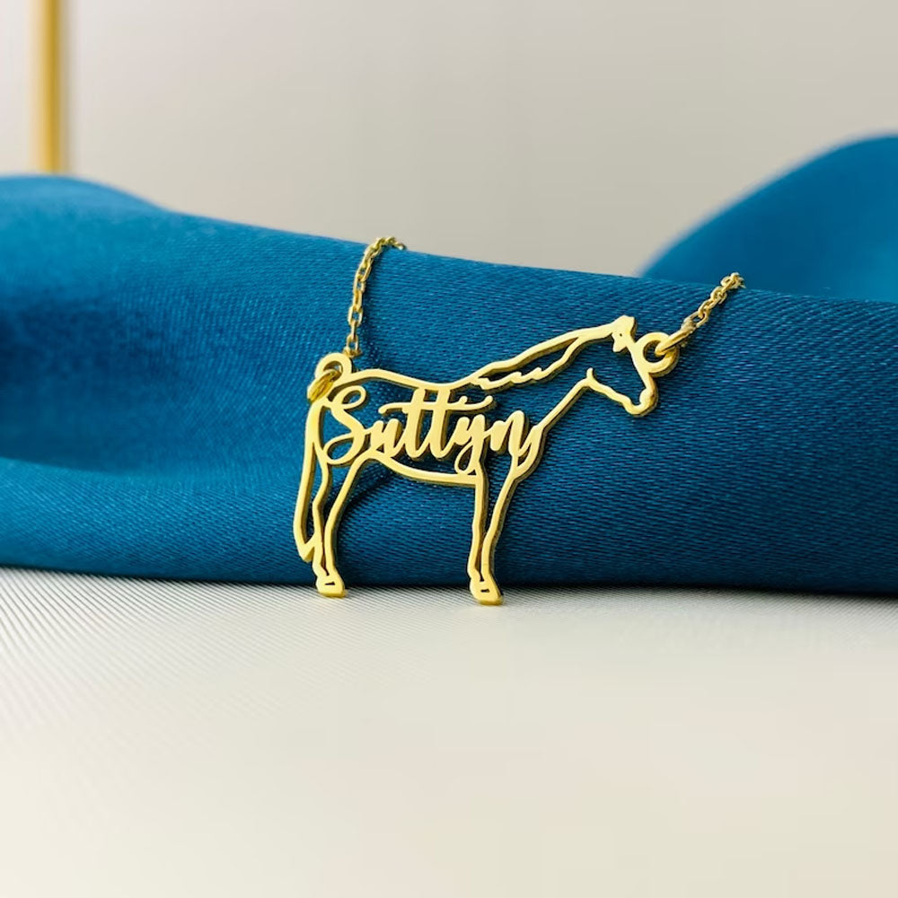 Horse Necklace, Personalized Horse Name Necklace, Horse Memorial Gift, Horse Necklace for Woman, Horse Riding Gift