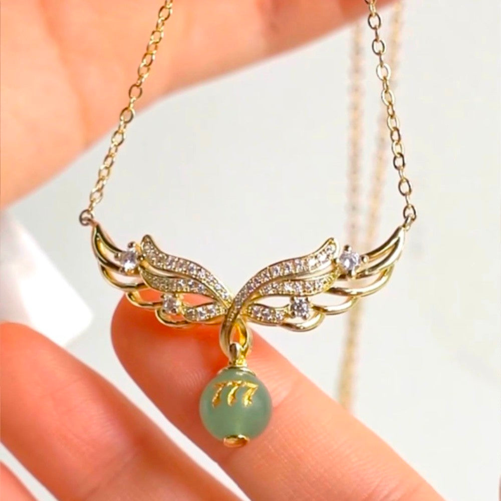Custom Angel Number Crystal Necklace, Angel Wings Necklace, Natural Crystal Necklace, Spiritual Jewelry, Birthday/Christmas Gifts for Mom/Bridesmaids