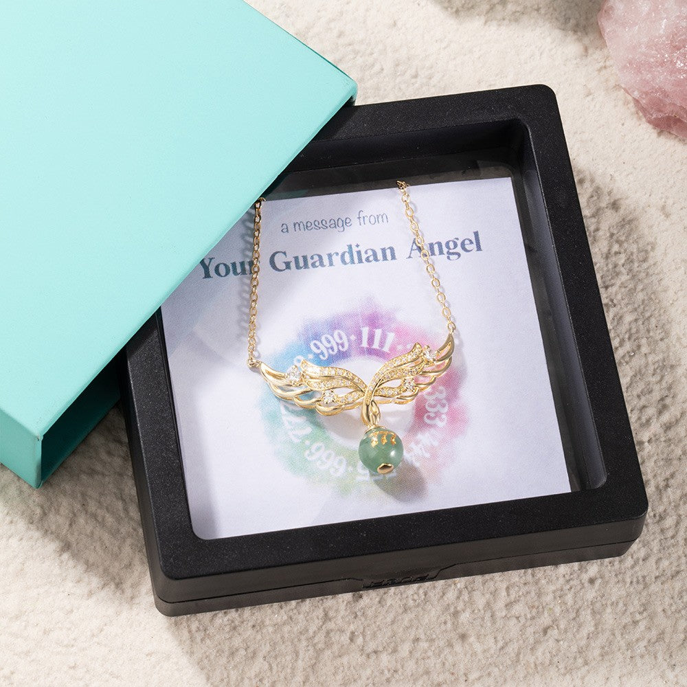 Custom Angel Number Crystal Necklace, Angel Wings Necklace, Natural Crystal Necklace, Spiritual Jewelry, Birthday/Christmas Gifts for Mom/Bridesmaids