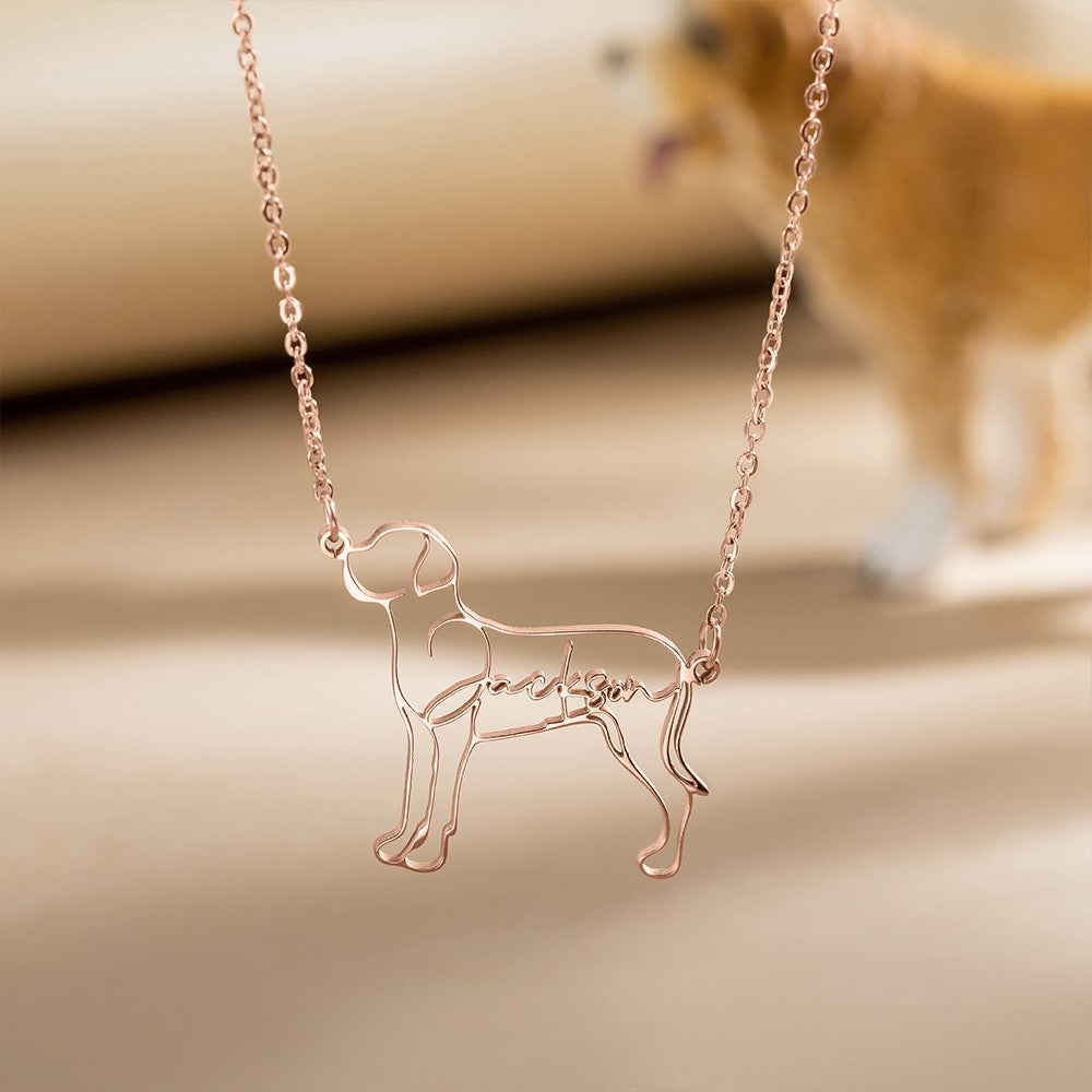 Custom 1-4 Dog Cat Breed Silhouette Necklace with Name, Animal Memorial Jewelry, Pet Memorial/Loss Gift for Women/Pet Lover