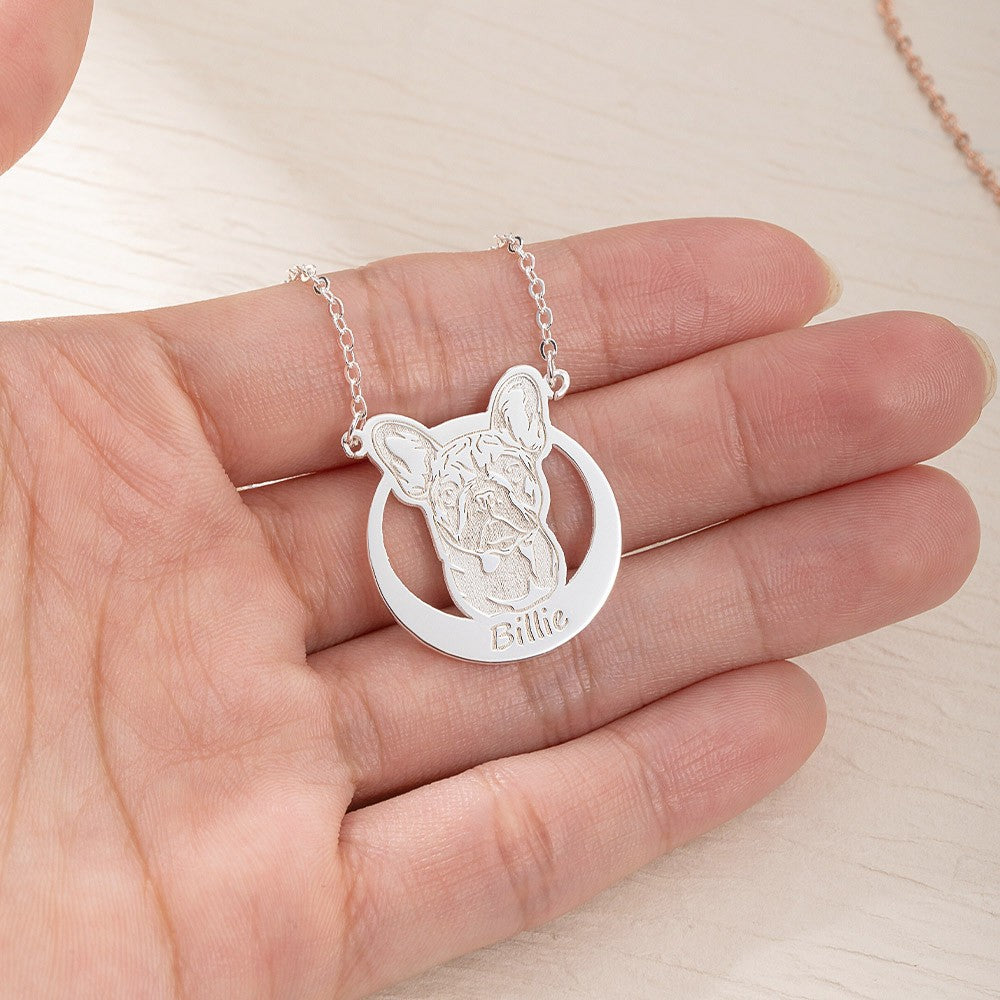 Personalized French Bulldog Silver Necklace, Dog Name Necklace, Handmade Dog Gifts, Dog Breed Jewelry