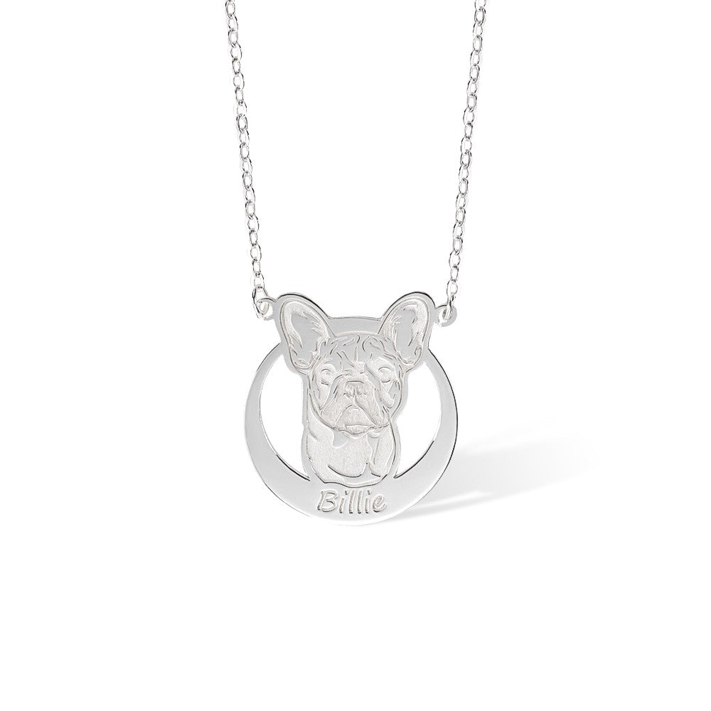Personalized French Bulldog Silver Necklace, Dog Name Necklace, Handmade Dog Gifts, Dog Breed Jewelry