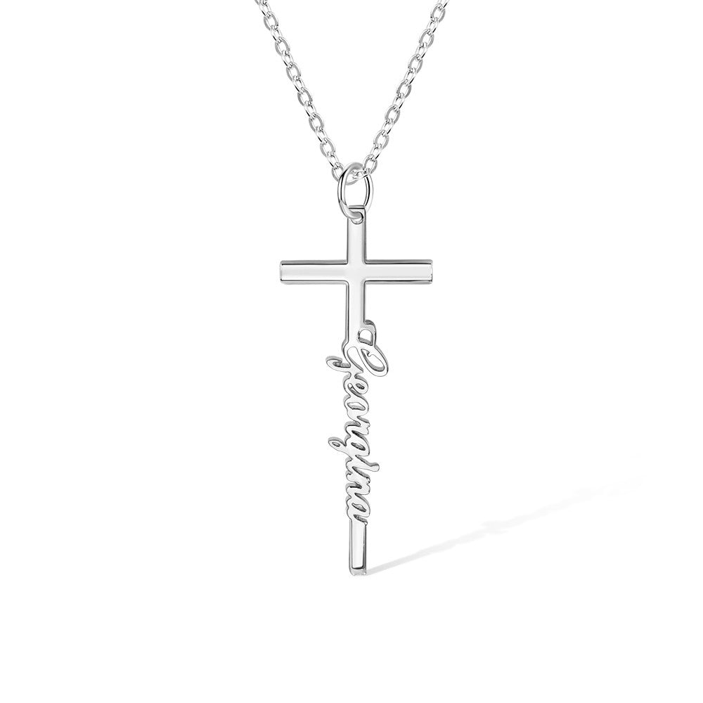 Personalized Cross Name Necklace, Sterling Silver 925 Custom Name Jewelry, Crucifix Necklace, Baptism/Christening/First Communion Gift