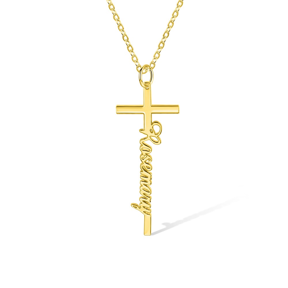 Personalized Cross Name Necklace, Sterling Silver 925 Custom Name Jewelry, Crucifix Necklace, Baptism/Christening/First Communion Gift