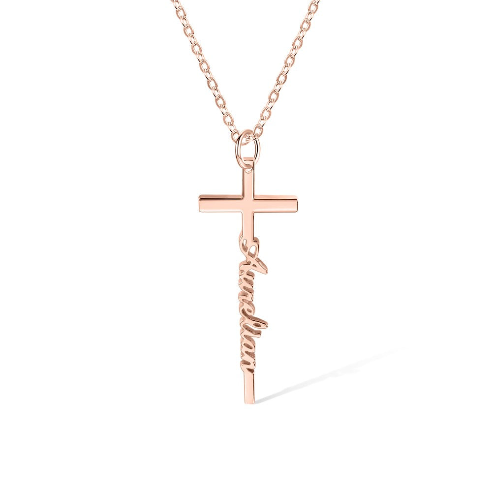 Personalized Cross Name Necklace, Sterling Silver 925 Custom Name Jewelry, Crucifix Necklace, Baptism/Christening/First Communion Gift