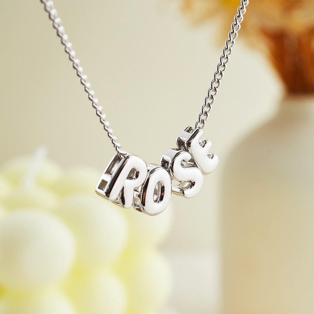 Personalized Bubble 3D Letter Name Necklace, Chunky Balloon Initial Necklace for Woman/Girl, Silver/Rose Gold/Gold Letter Pendant Necklace