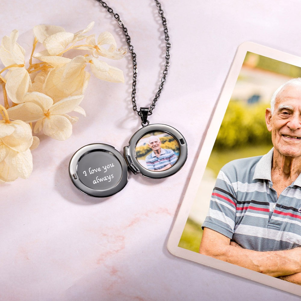 Personalized Fingerprint Locket Necklace with Photo, Custom Engraved Necklace, Memorial Jewelry, Sympathy Gift, Bereavement Gift, Gift for Her/Family