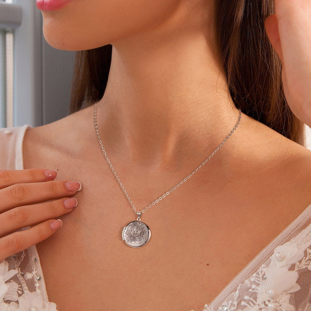 Personalized Fingerprint Locket Necklace with Photo, Custom Engraved Necklace, Memorial Jewelry, Sympathy Gift, Bereavement Gift, Gift for Her/Family