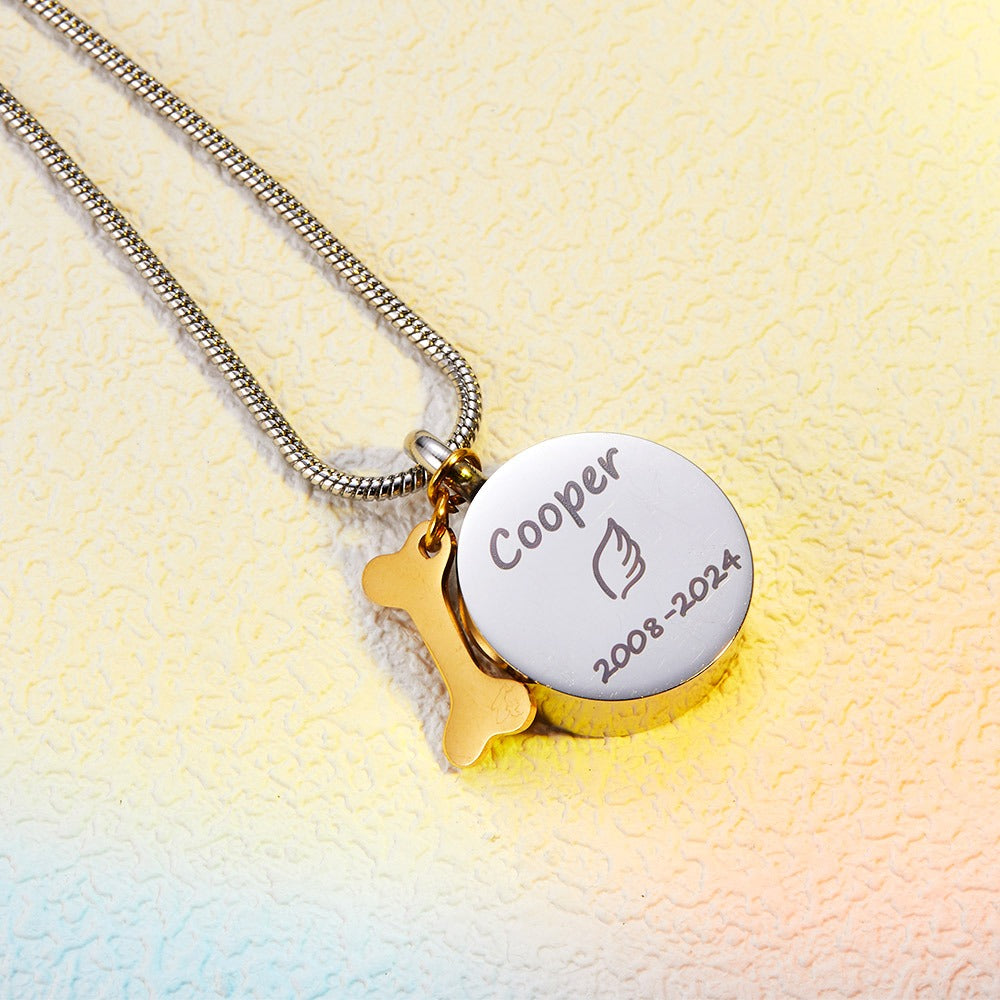 Custom Engraved Pet Photo & Paw Urn Ashes Necklace, Dog/Cat Ashes Cremation Jewelry with Free Funnel Kit, Memorial Keepsake, Gift for Pet Owner/Lover