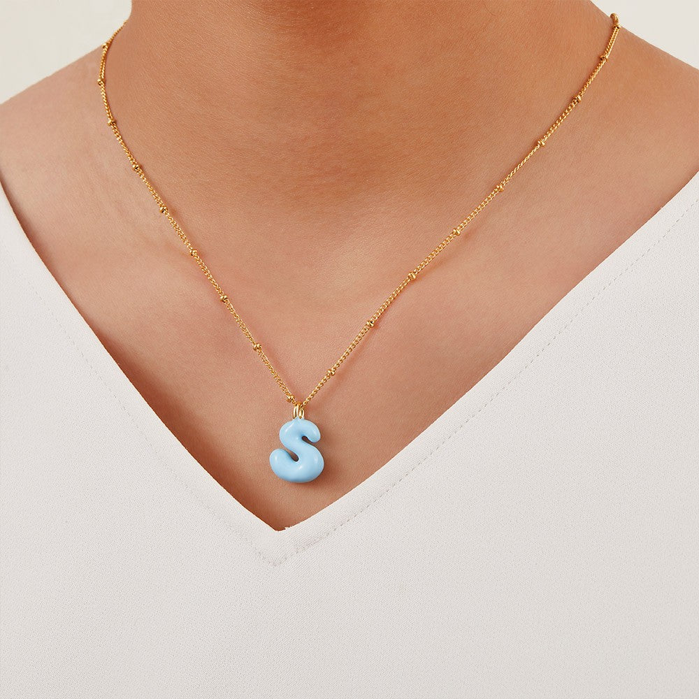 Personalized 3D Colorful Bubble Letter Necklace, Balloon Initial Necklace, Women’s Jewelry, Mother's Day/Children's Day Gift for Mom/Girl/Her