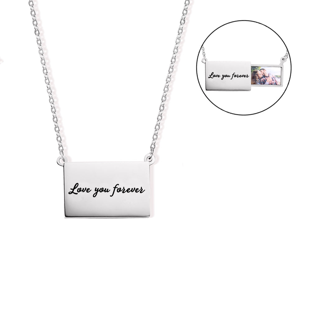 Custom Engraved Photo Locket Necklace, Picture Holder Locket Necklace, Memorial Gift, Birthday/Valentine's Day/Anniversary Gift for Mom/Her/Family