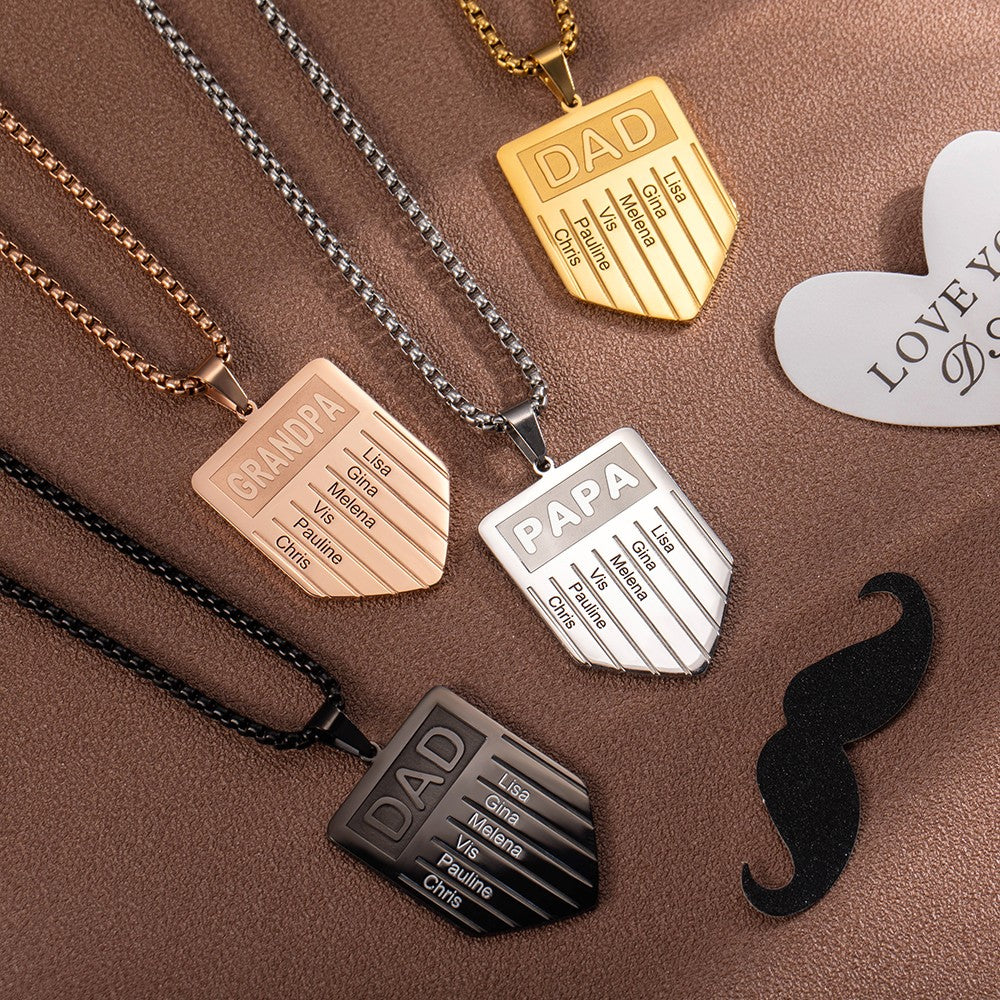 Personalized Dad Necklace with Kid Name, Customized Nameplate Necklace, Family Jewelry, Birthday/Father's Day Gift for Dad/Grandpa/Husband