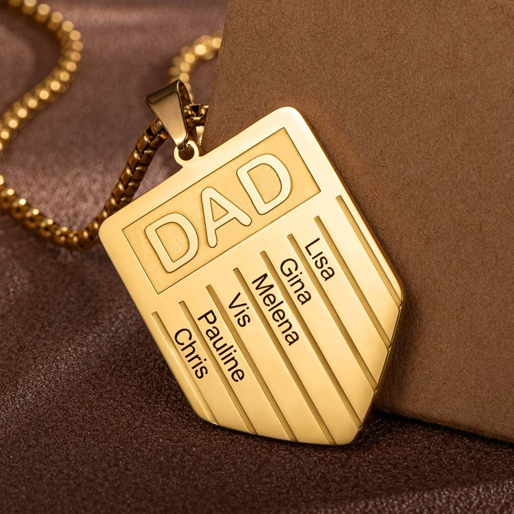 Personalized Dad Necklace with Kid Name, Customized Nameplate Necklace, Family Jewelry, Birthday/Father's Day Gift for Dad/Grandpa/Husband