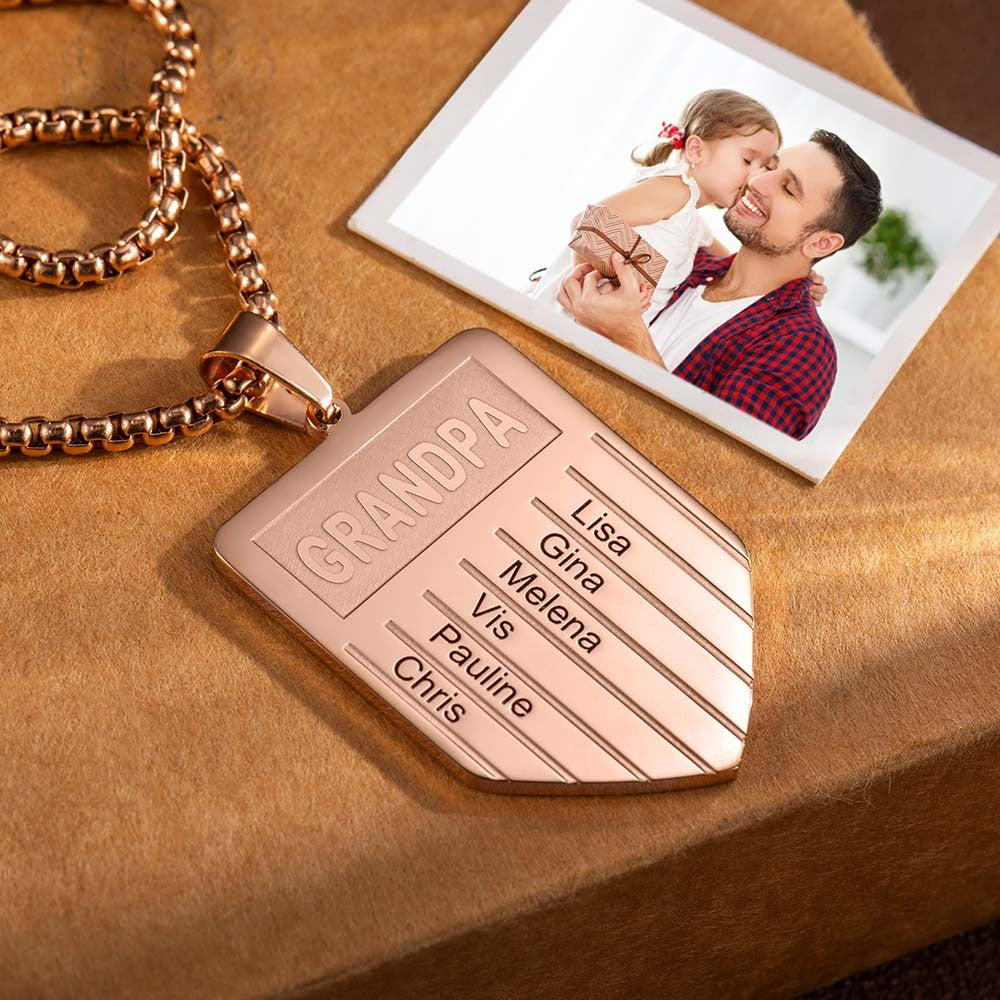 Personalized Dad Necklace with Kid Name, Customized Nameplate Necklace, Family Jewelry, Birthday/Father's Day Gift for Dad/Grandpa/Husband