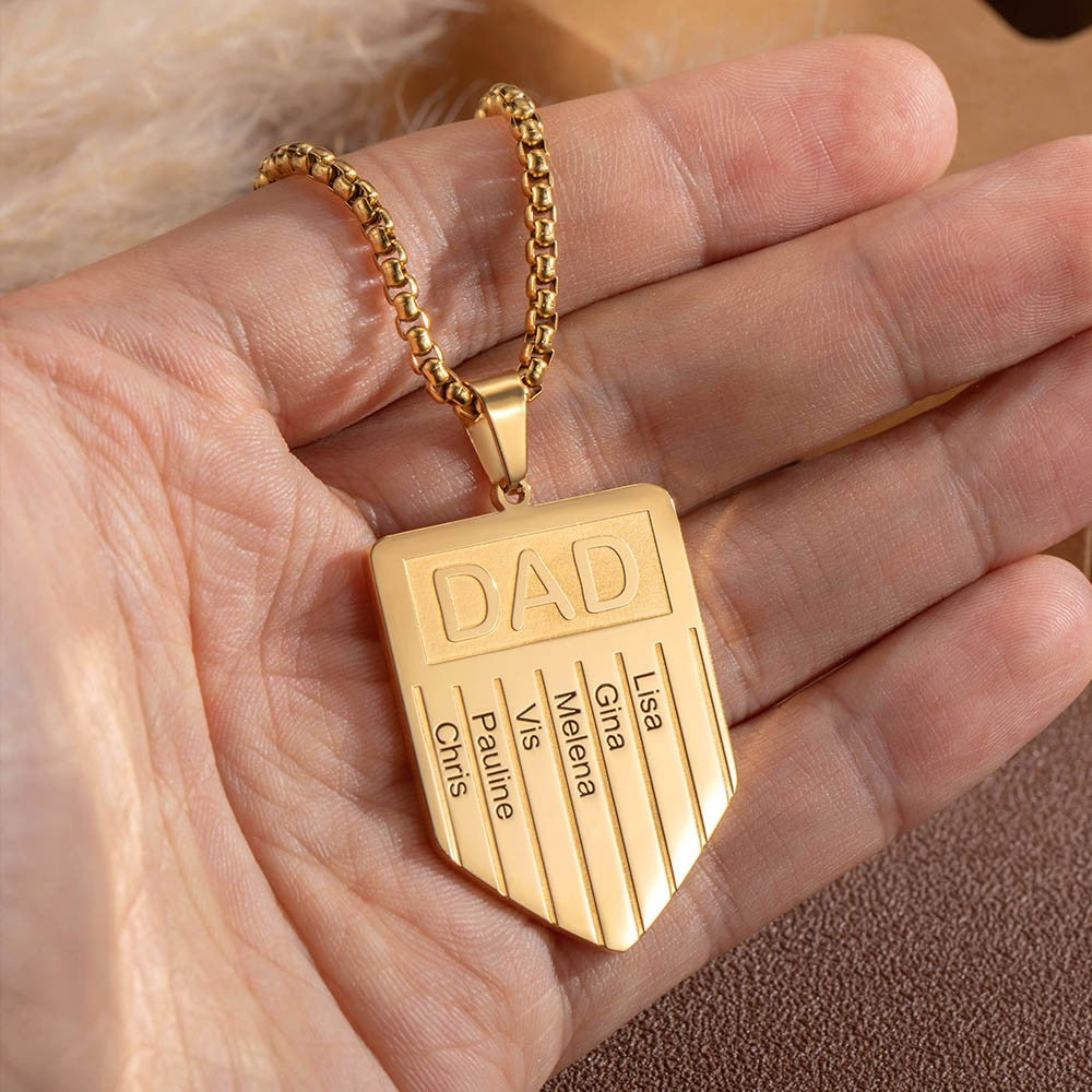 Personalized Dad Necklace with Kid Name, Customized Nameplate Necklace, Family Jewelry, Birthday/Father's Day Gift for Dad/Grandpa/Husband