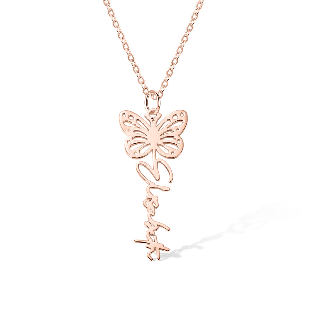 Custom Dainty Birth Butterfly Name Necklace, Birthday/Bridesmaid/Mother's Day Gift for Mom/Wife/Family/Best Friends