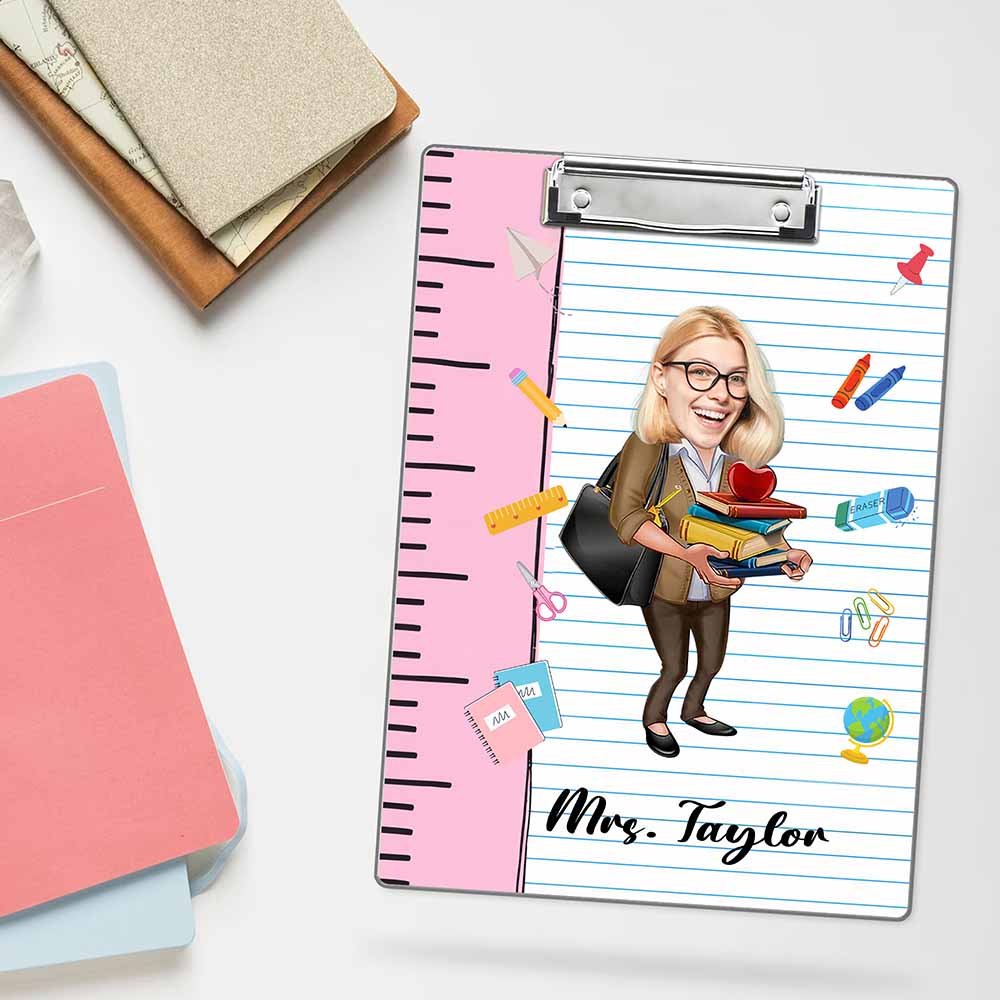 Personalized Name Photo Teacher Clipboard, Custom Image Acrylic Clipboard, Back To School Gift, Teacher Appreciation Gift