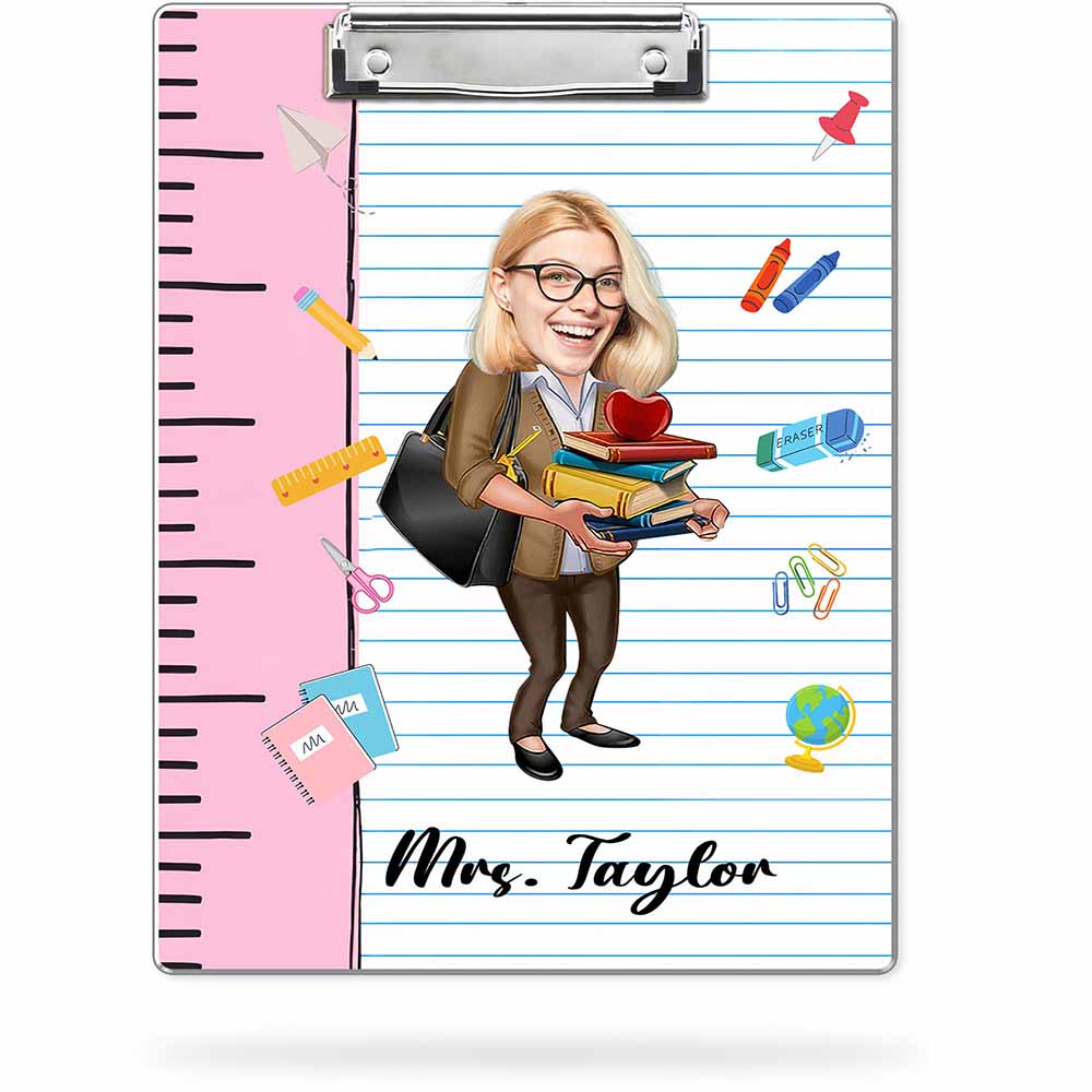 Personalized Name Photo Teacher Clipboard, Custom Image Acrylic Clipboard, Back To School Gift, Teacher Appreciation Gift