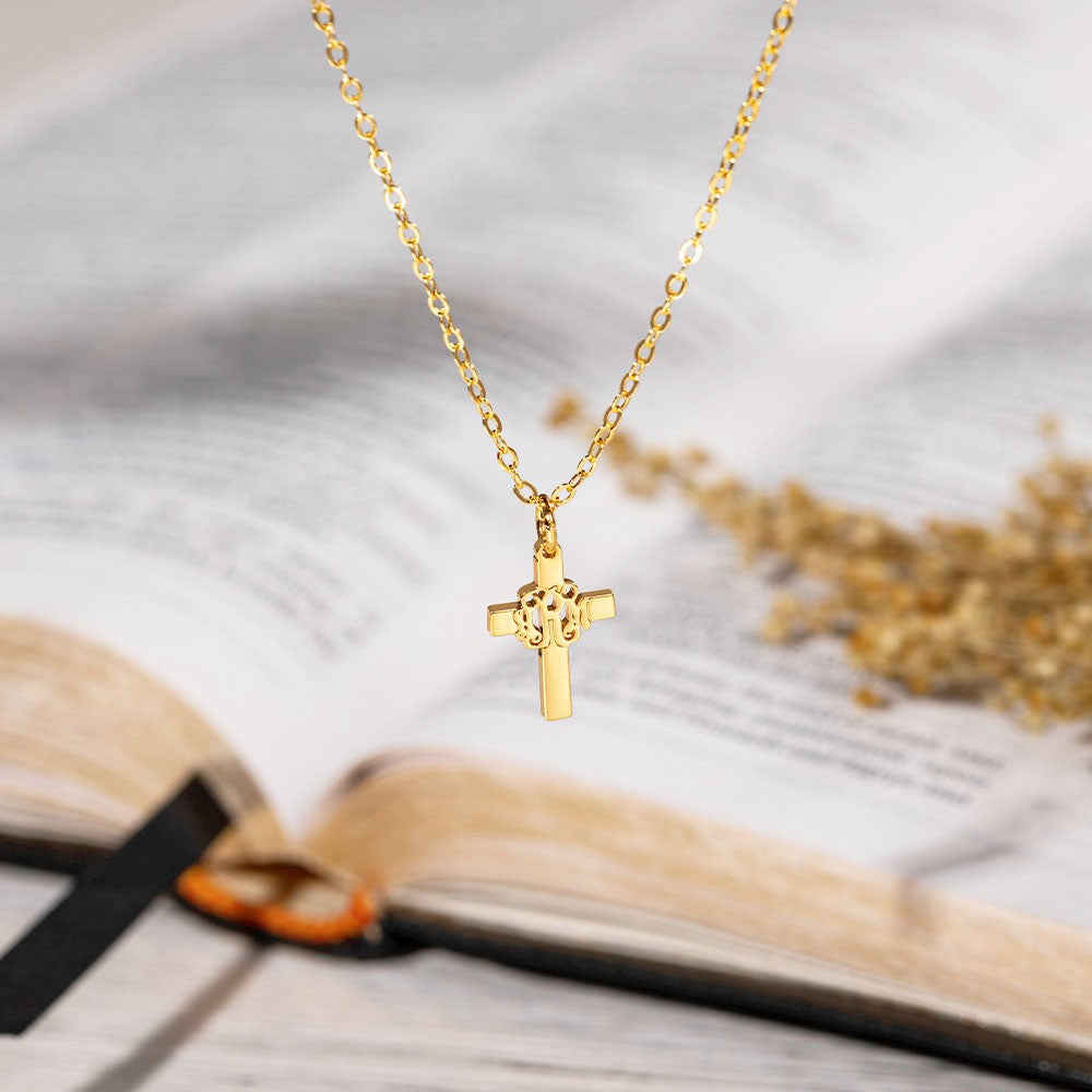 Personalized Monogram Cross Necklace, Baptism Christians Religious Jewelry, Baptism/First Communion/Christmas Gift for Women