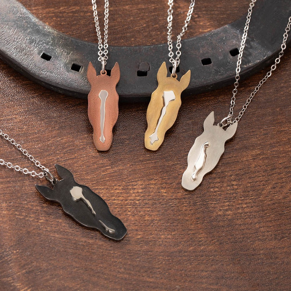 Personalized Horse Head Silhouette Necklace, Horse Memorial Necklace, Equestrian Jewelry, Christmas/Anniversary Gift for Horse Owner/Horse Lover