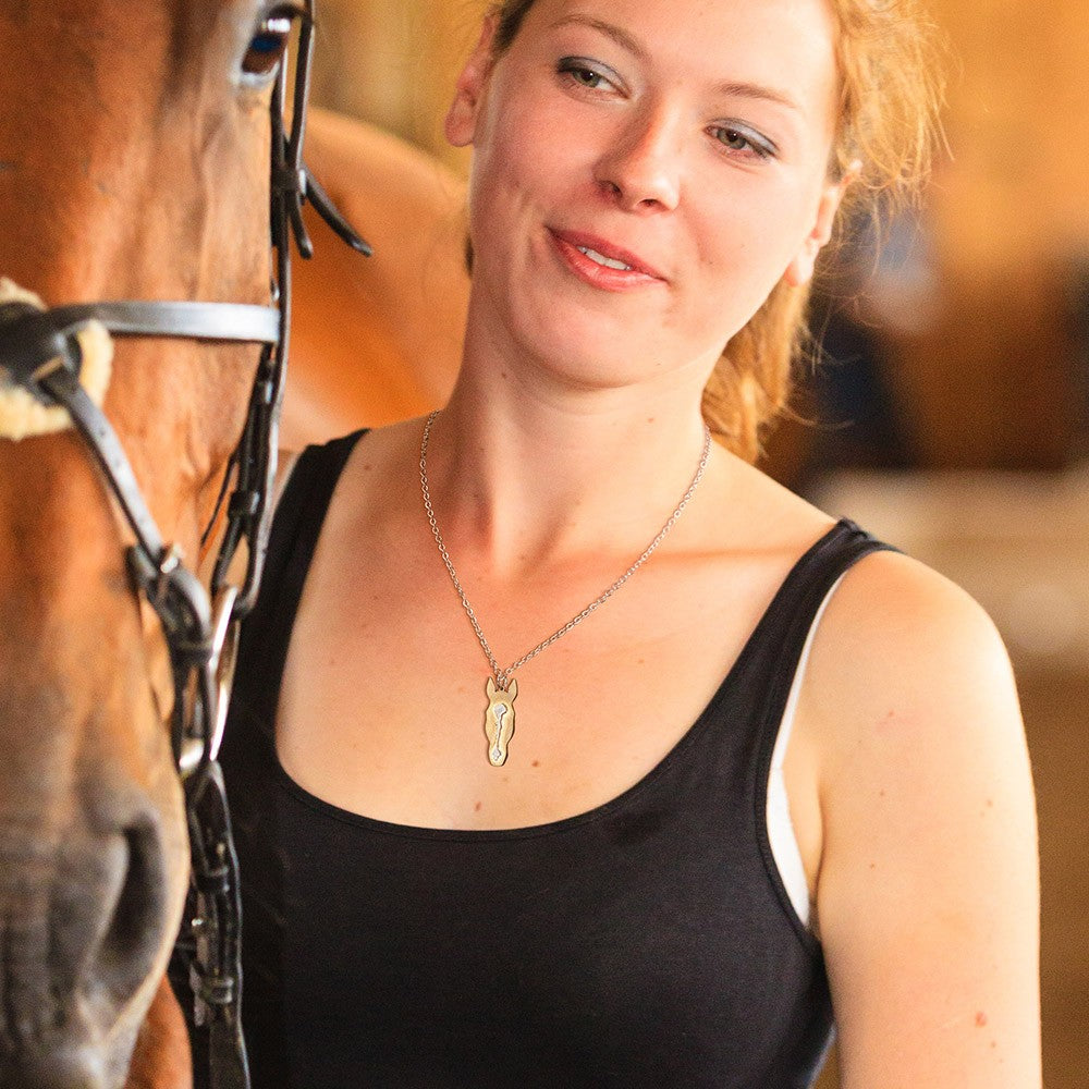 Personalized Horse Head Silhouette Necklace, Horse Memorial Necklace, Equestrian Jewelry, Christmas/Anniversary Gift for Horse Owner/Horse Lover