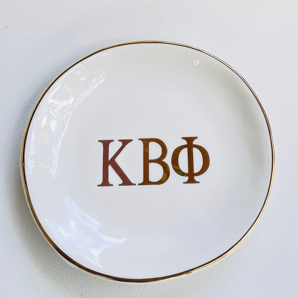 Sorority Ring Pin Dish - gold trim trinket dish - jewelry dish - Bid Day Gift - Initiation Gift - Sorority Gift