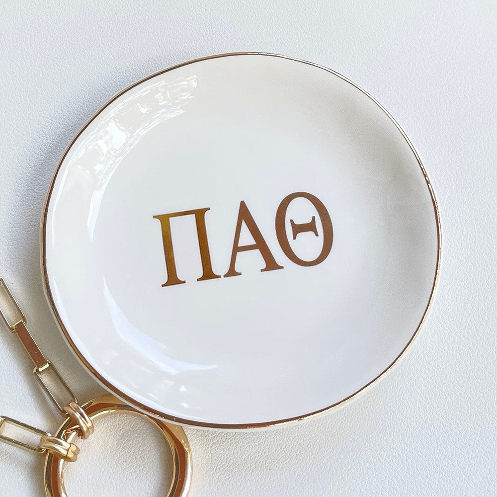 Sorority Ring Pin Dish - gold trim trinket dish - jewelry dish - Bid Day Gift - Initiation Gift - Sorority Gift