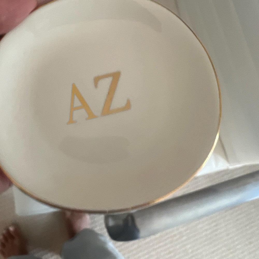 Sorority Ring Pin Dish - gold trim trinket dish - jewelry dish - Bid Day Gift - Initiation Gift - Sorority Gift