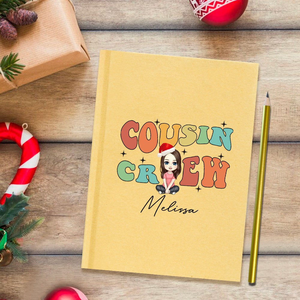 Personalized Cousin Crew Christmas Cartoon Character Notebook & Pencil with Name, Christmas School Supplies, Christmas Gift for Family/Kid