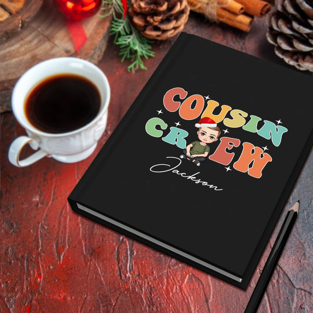 Personalized Cousin Crew Christmas Cartoon Character Notebook & Pencil with Name, Christmas School Supplies, Christmas Gift for Family/Kid