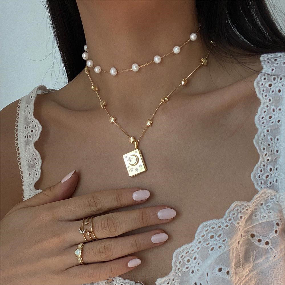 You're My Soulmate, Starry Romance Necklace, Crescent Moon and Star Pendant for Valentine's Day