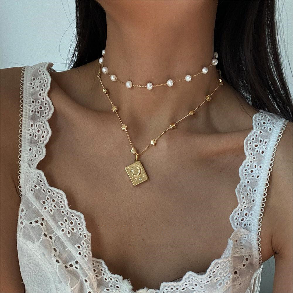 You're My Soulmate, Starry Romance Necklace, Crescent Moon and Star Pendant for Valentine's Day