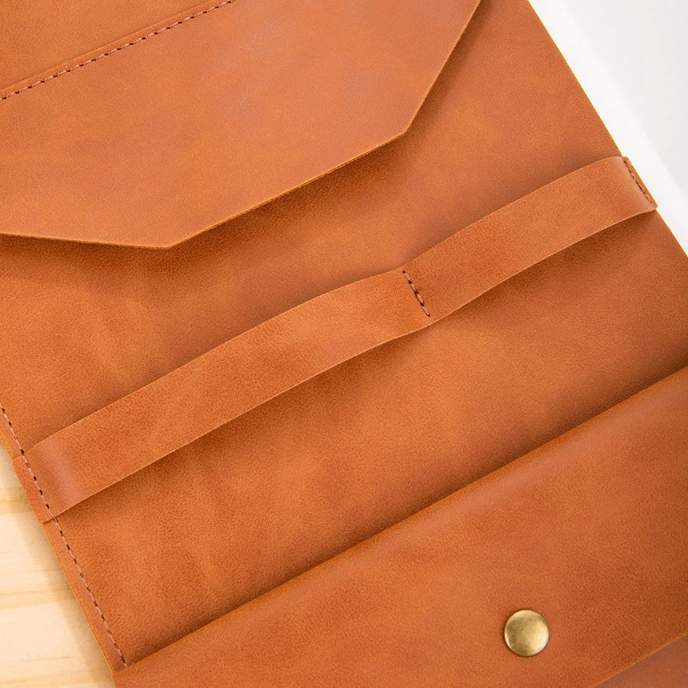 Personalized Fashion Girls Leather Notebook Cover with Birth Flower Design, Office Supplies Storage Organizer, Gift for Student/Officer Worker/Teacher