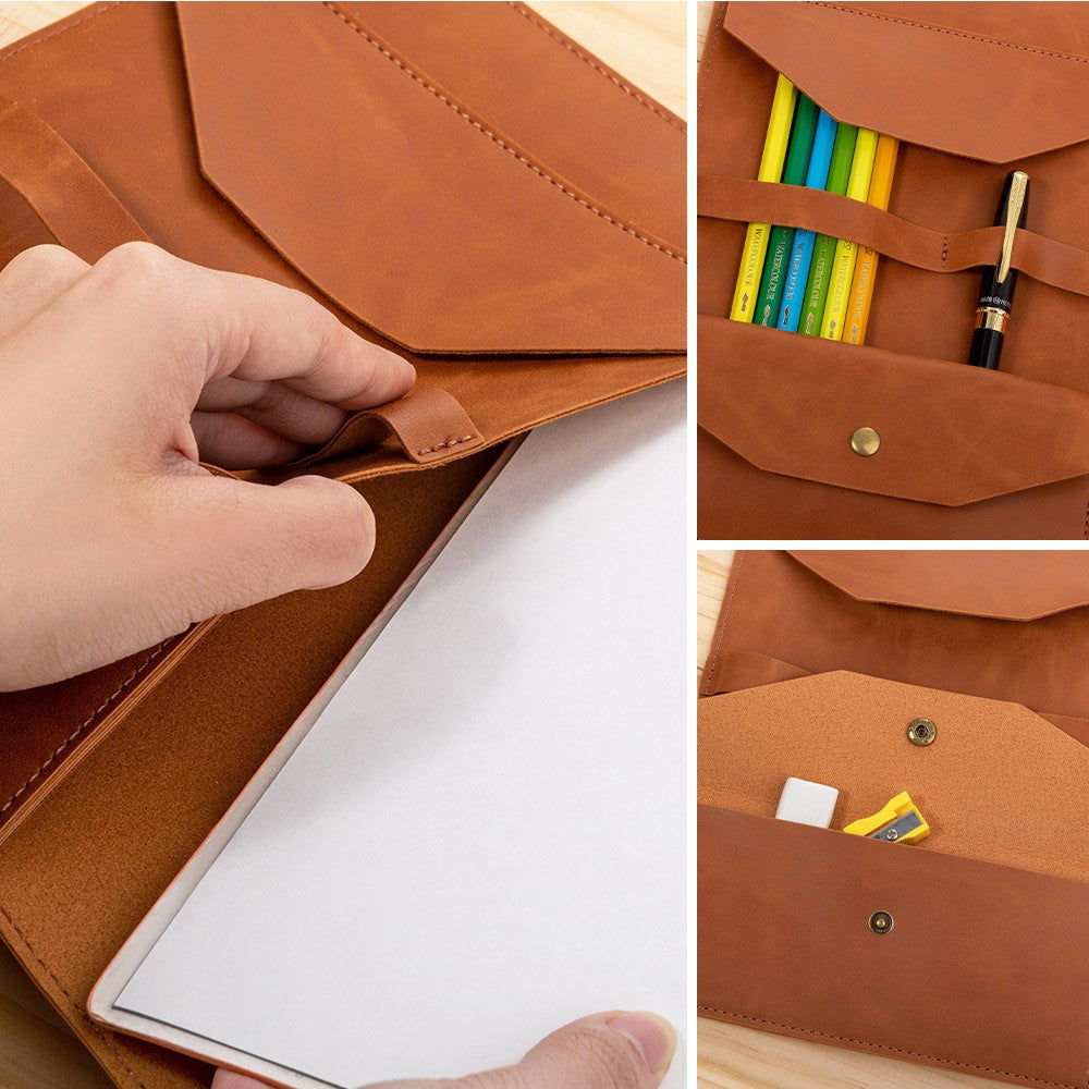 Personalized Fashion Girls Leather Notebook Cover with Birth Flower Design, Office Supplies Storage Organizer, Gift for Student/Officer Worker/Teacher