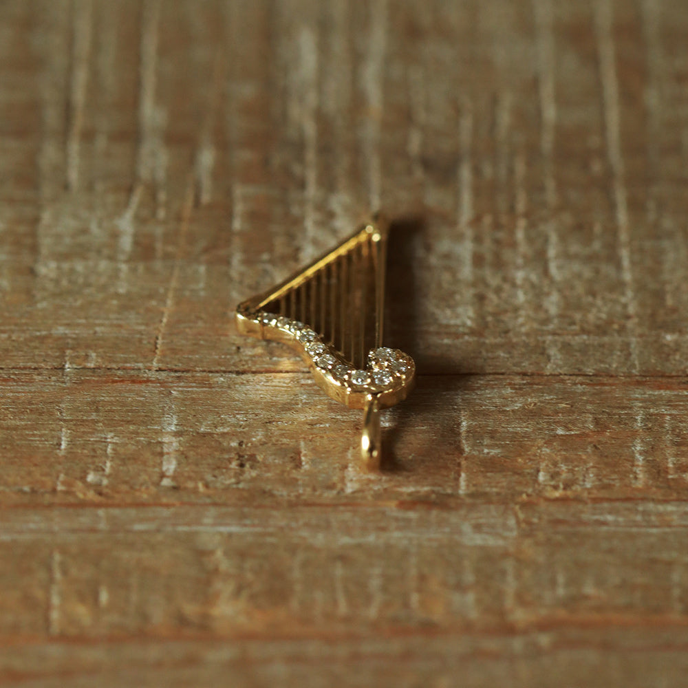 Gold Harp Pendant Necklace with Crystal Detail, Elegant Minimalist Jewelry for Women