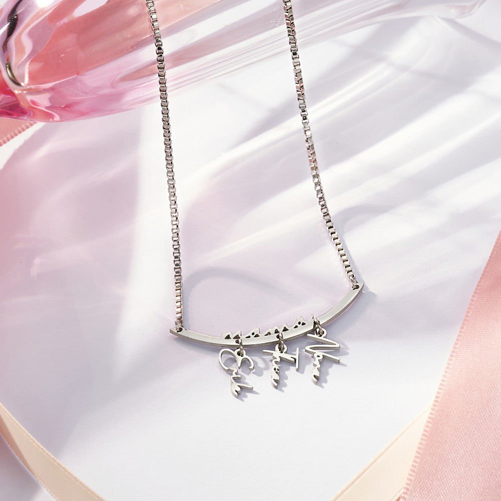 Personalized Family Necklace with Kids' Names, Stainless Steel Mom's Necklace, Birthday/Christmas/Mother's Day Gift for Mom from Daughter/Son
