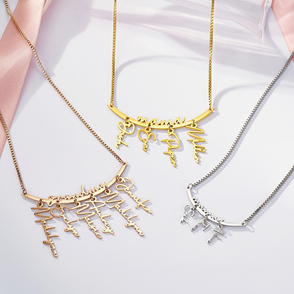 Personalized Family Necklace with Kids' Names, Stainless Steel Mom's Necklace, Birthday/Christmas/Mother's Day Gift for Mom from Daughter/Son