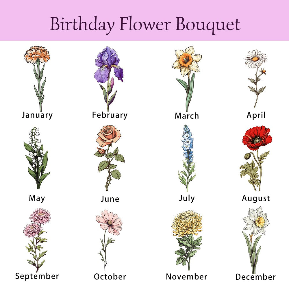Custom Birth Flower & Name Prom Queen Water Bottle Carrier Bag with Pouch, Cup Holder Pouch with Strap, Birthday/Wedding Gift for Women/Girls